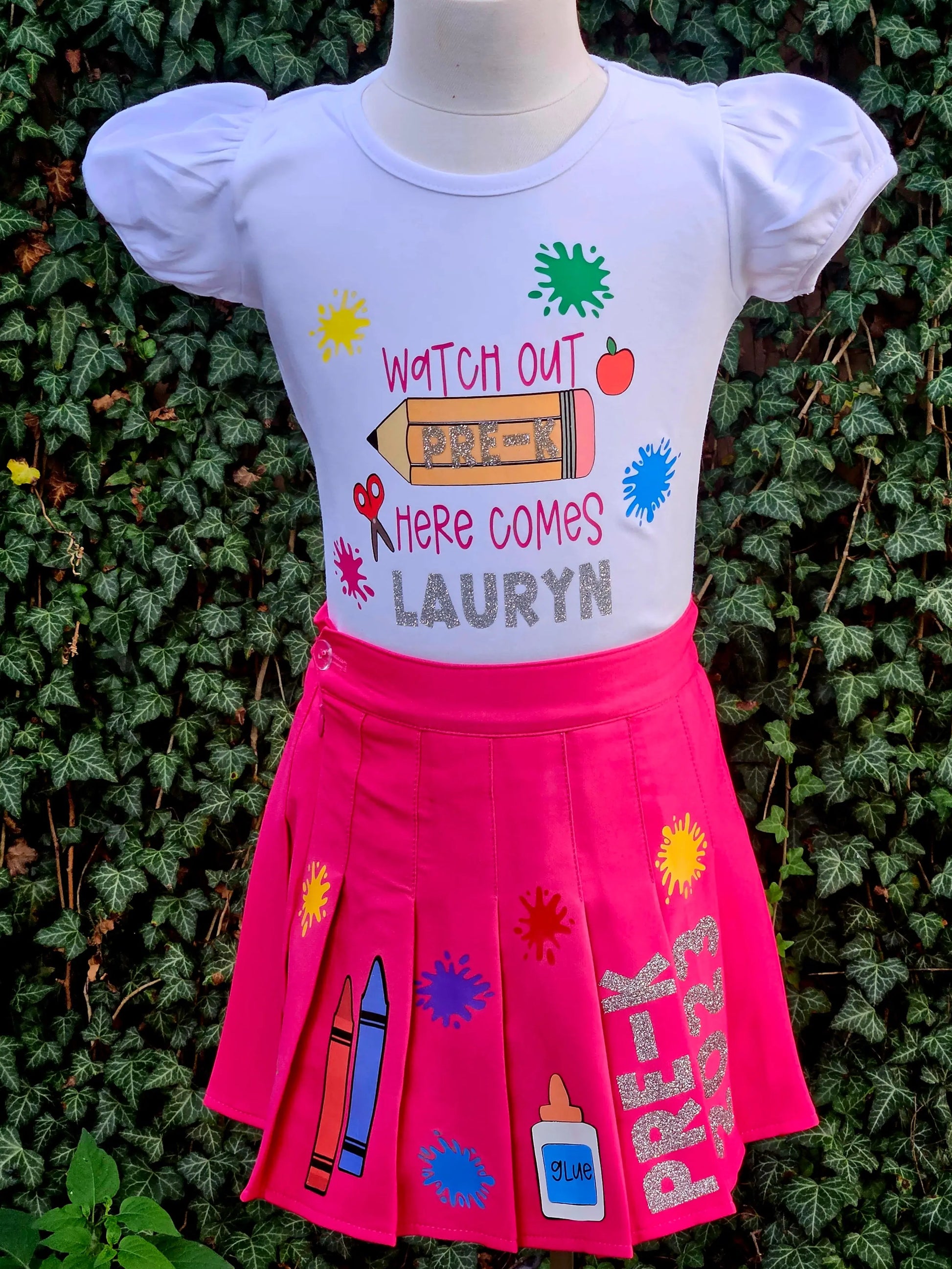 "Watch Out" Back to School Skirt Set KolorfulKidzCustoms