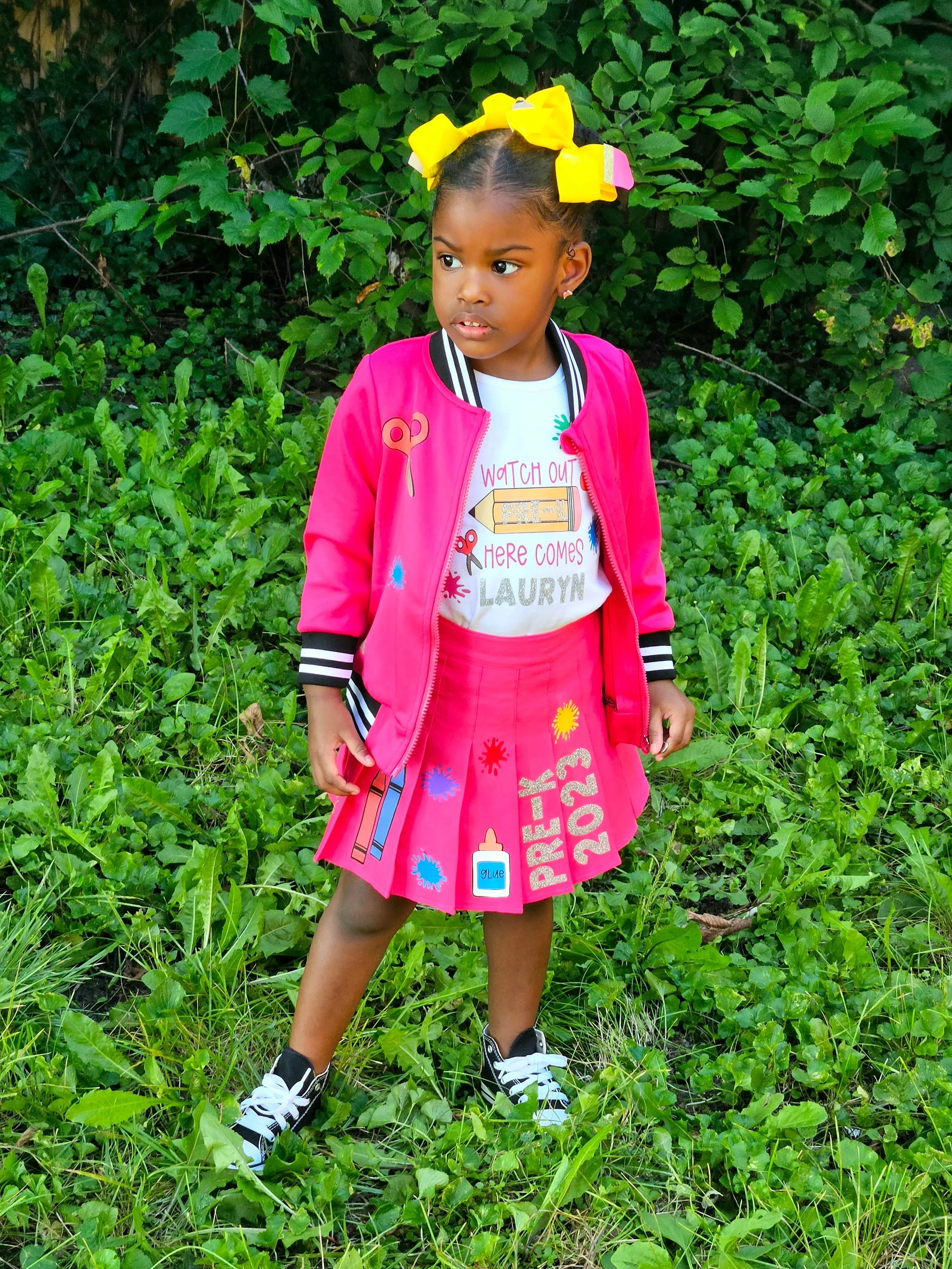 "Watch Out" Back to School Skirt Set KolorfulKidzCustoms