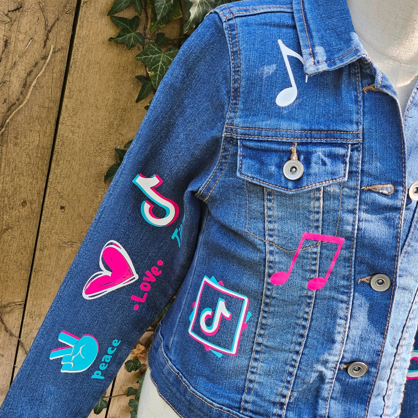 TikTok Denim Jacket, Multicolored Jean Jacket KolorfulKidzCustoms