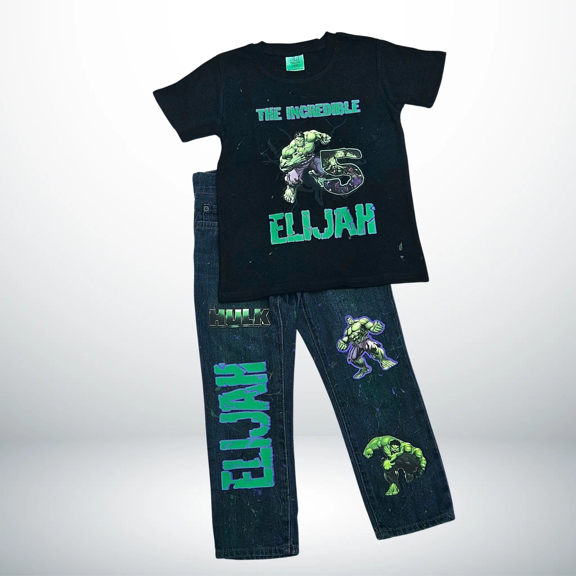 Hulk Inspired Denim Pants Set KolorfulKidzCustoms