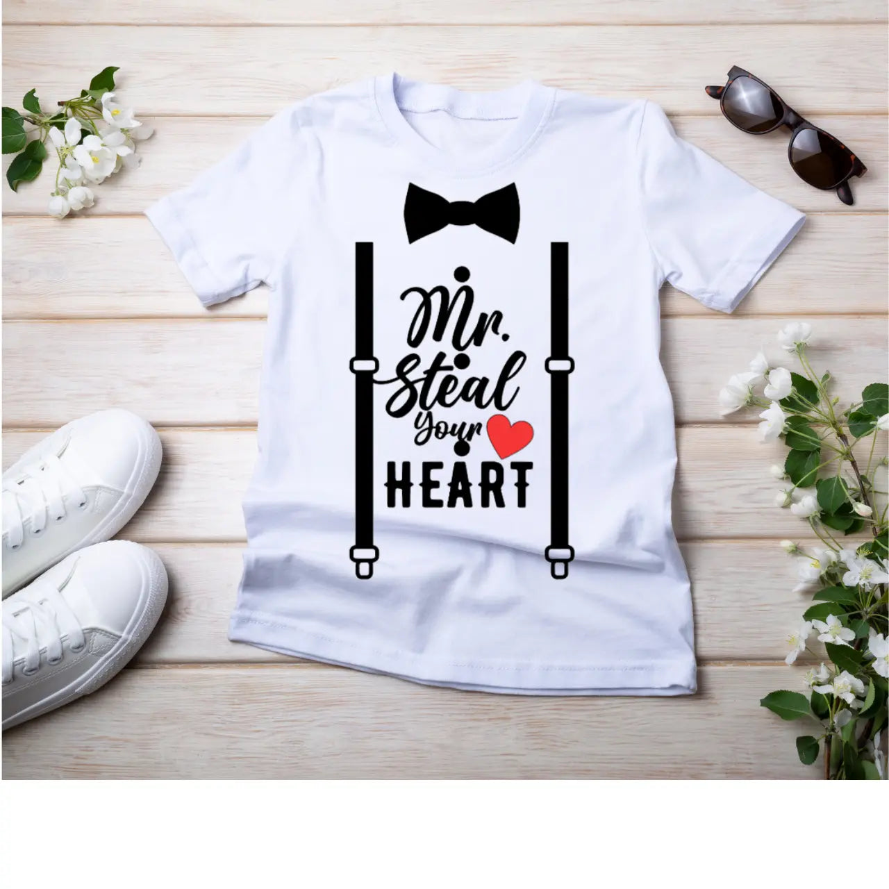 "Mr Steal Your Heart" Bow-tie Valentine's Day Tee KolorfulKidzCustoms