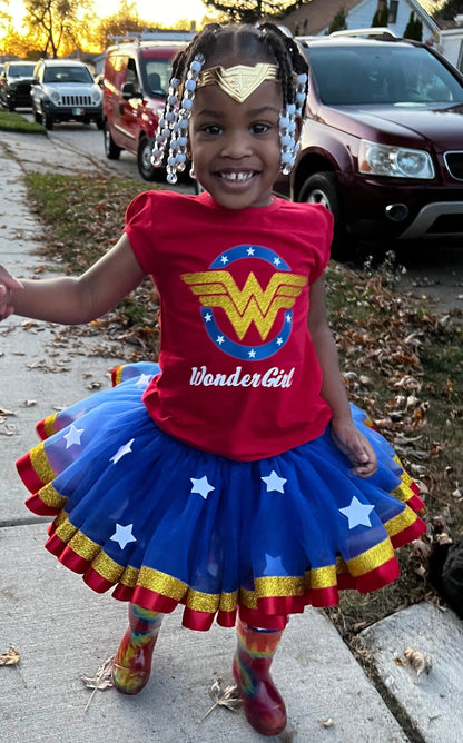 Wonder Girl Tutu Set, Wonder Woman Inspired Tutu Set/Costume - KolorfulKidzCustoms