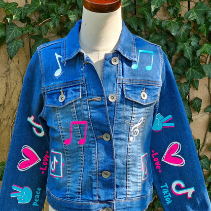 TikTok Denim Jacket, Multicolored Jean Jacket KolorfulKidzCustoms