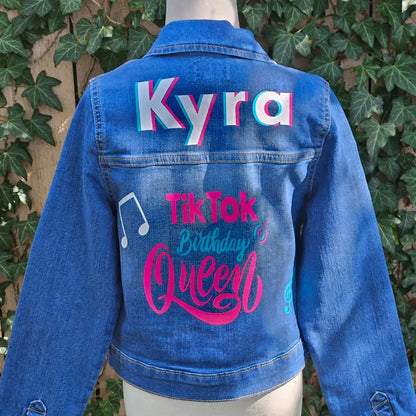 TikTok Denim Jacket, Multicolored Jean Jacket KolorfulKidzCustoms