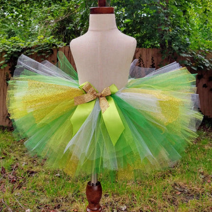 Frog Princess Tutu Set, Green , Yellow, Gold Tutu - KolorfulKidzCustoms