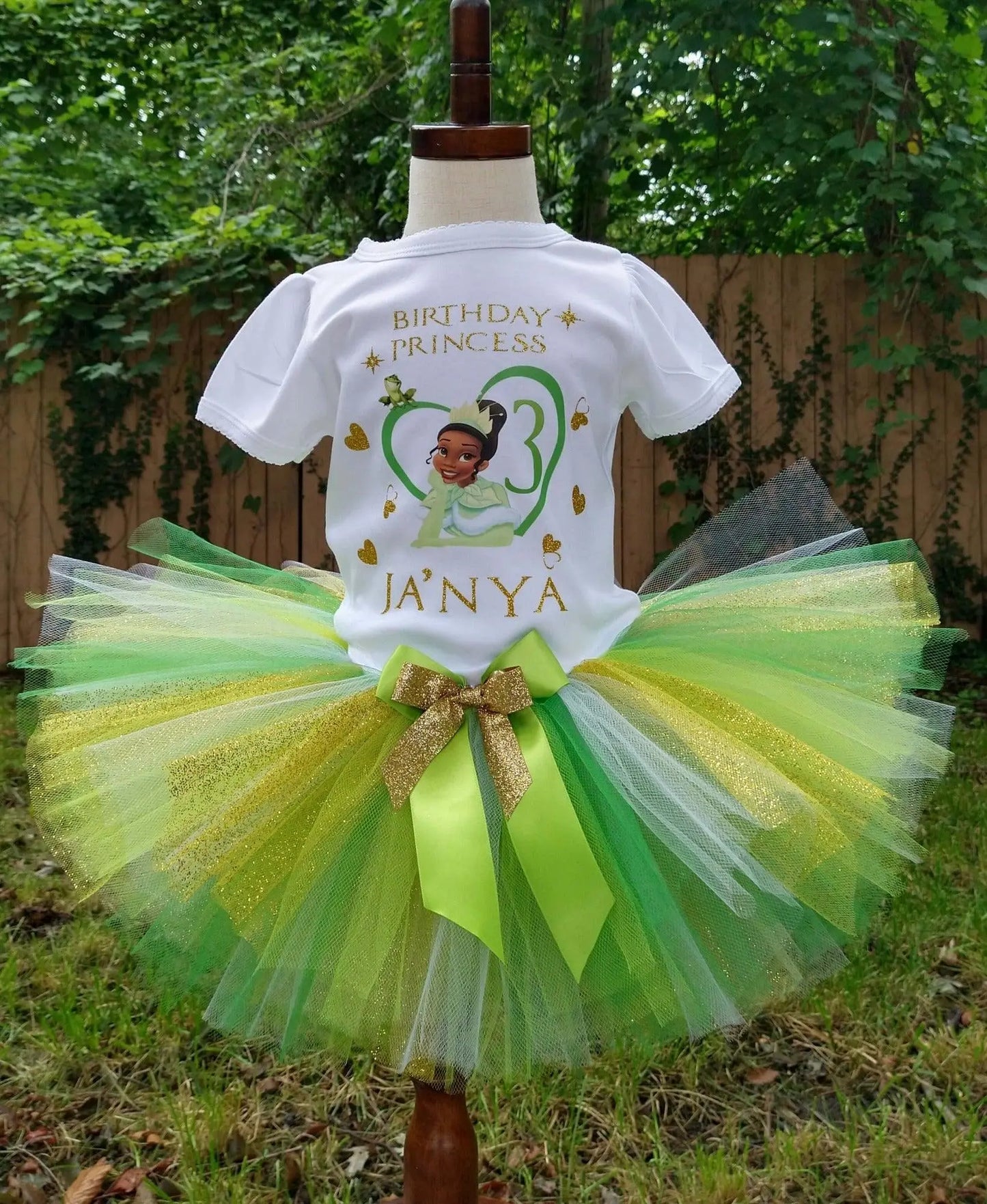 Frog Princess Tutu Set, Green , Yellow, Gold Tutu - KolorfulKidzCustoms