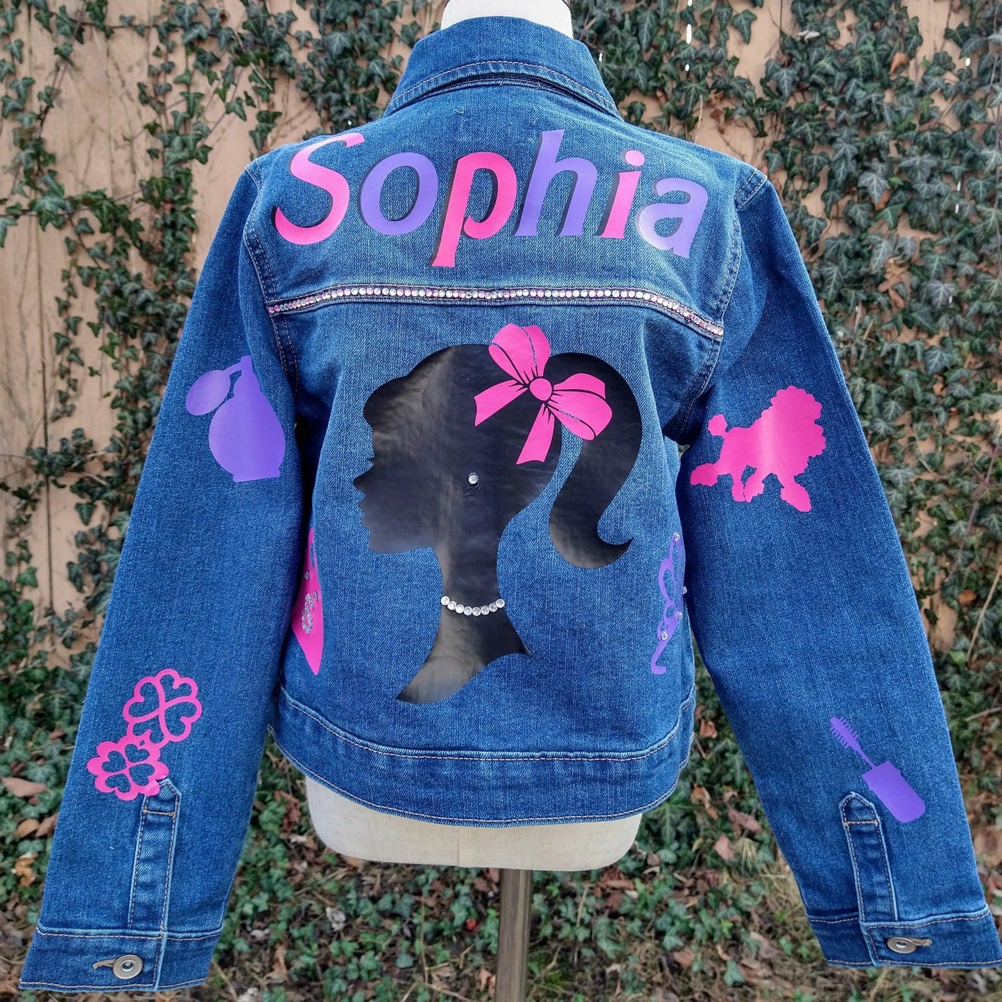 Barbie Themed Denim Jacket, Custom Demin, Doll Inspired Jean Jacket - KolorfulKidzCustoms