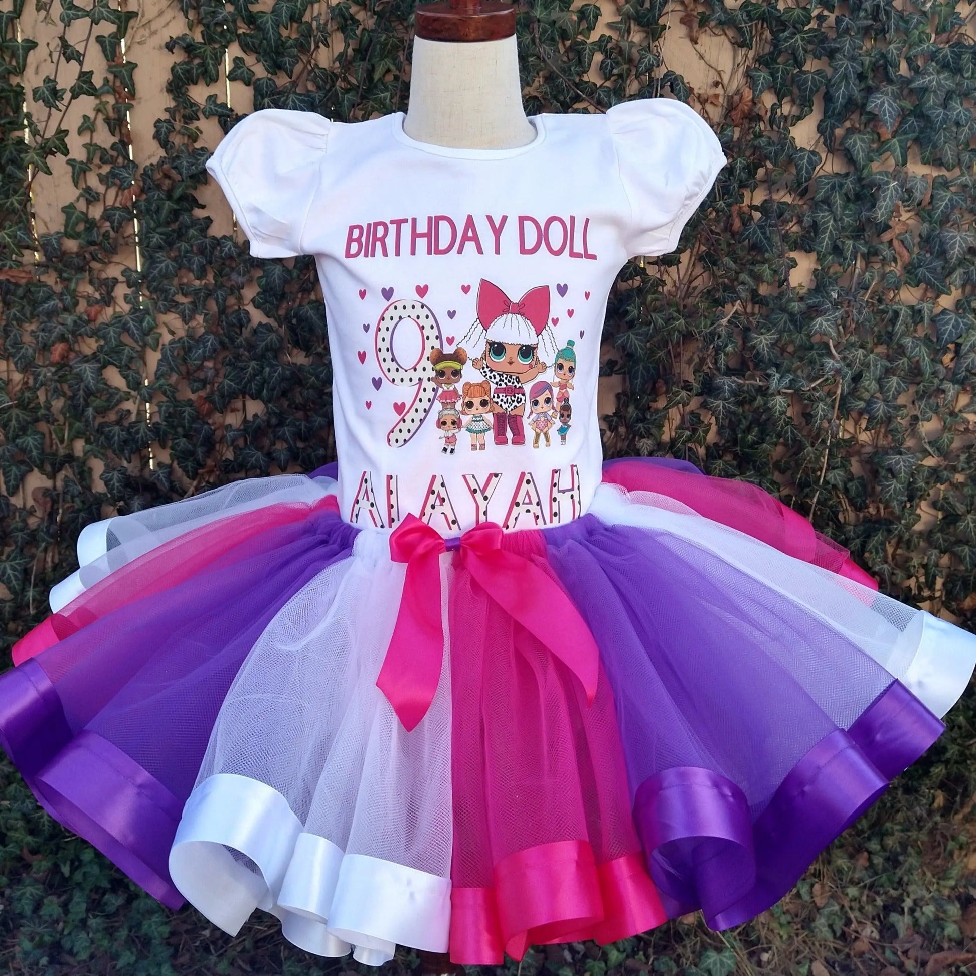 LOL Doll Tutu Set, Doll Inspired Tutu Set, Pink, Purple and White Tutu - KolorfulKidzCustoms