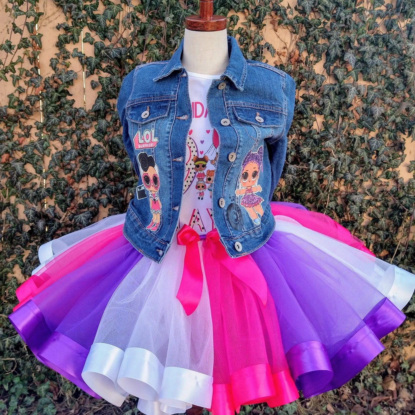 LOL Doll Tutu Set, Doll Inspired Tutu Set, Pink, Purple and White Tutu - KolorfulKidzCustoms