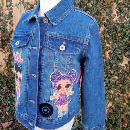 LOL Doll Denim Jacket, Custom Demin, Doll Inspired Jean Jacket - KolorfulKidzCustoms