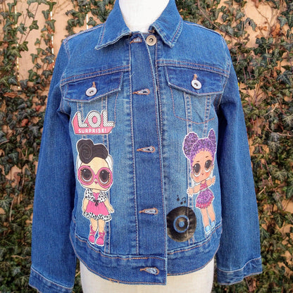 LOL Doll Denim Jacket, Custom Demin, Doll Inspired Jean Jacket - KolorfulKidzCustoms