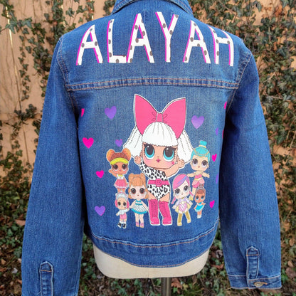 LOL Doll Denim Jacket, Custom Demin, Doll Inspired Jean Jacket - KolorfulKidzCustoms