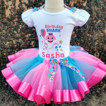 Baby Shark Custom Outfit, Pink and Blue Tutu Set KolorfulKidzCustoms