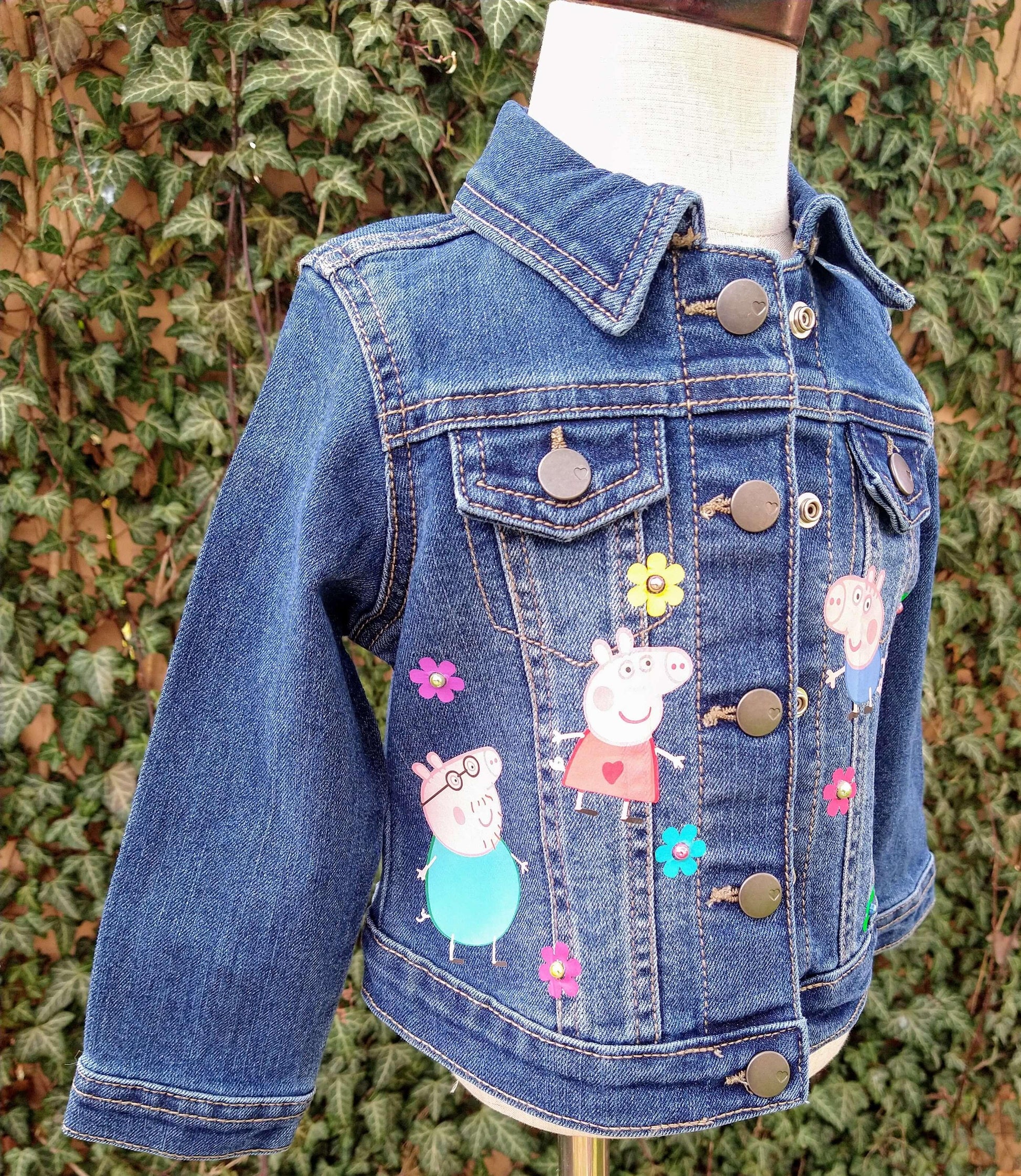 Peppa Pig Denim Jacket, Custom Jean Jacket - KolorfulKidzCustoms