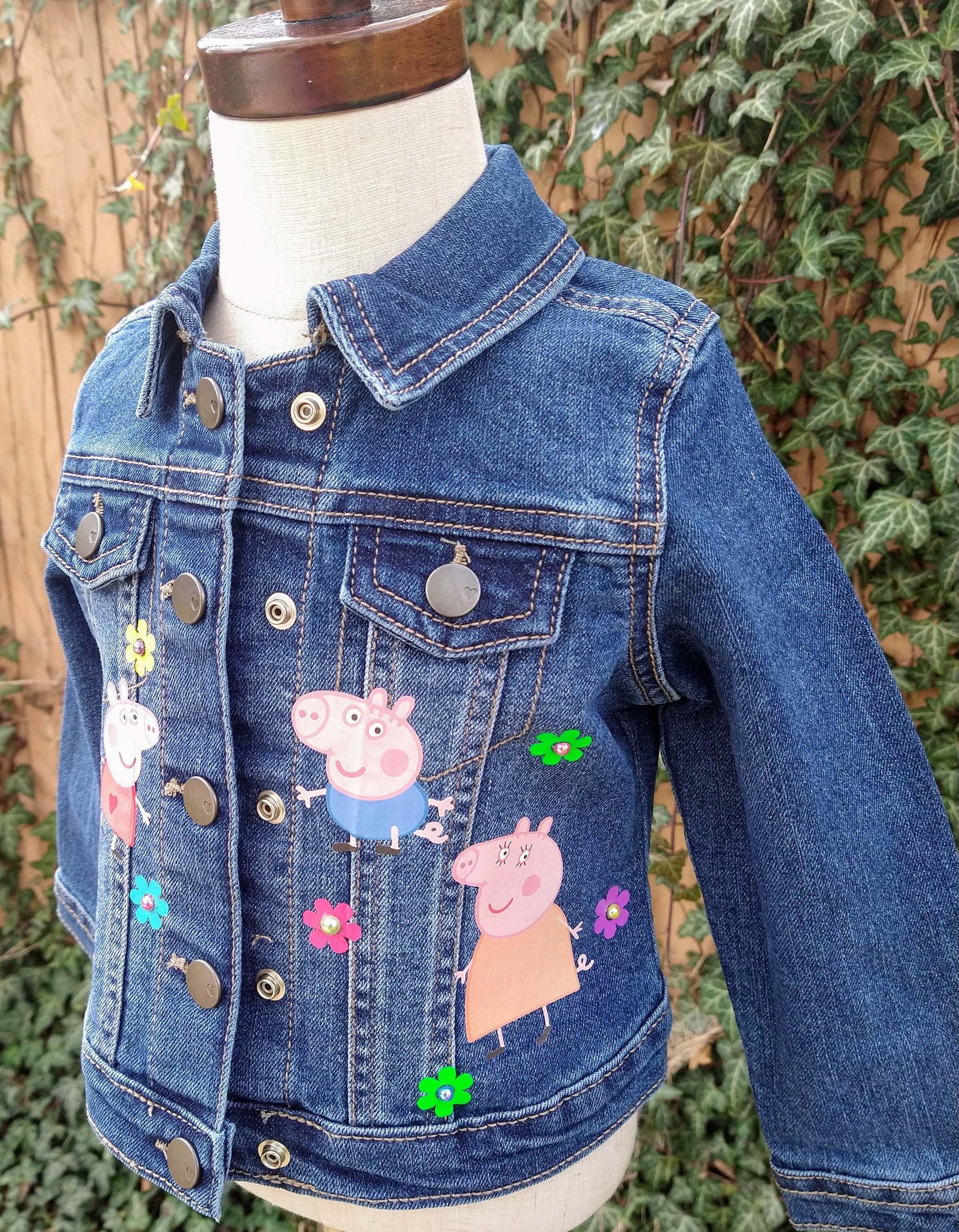 Peppa Pig Denim Jacket, Custom Jean Jacket - KolorfulKidzCustoms