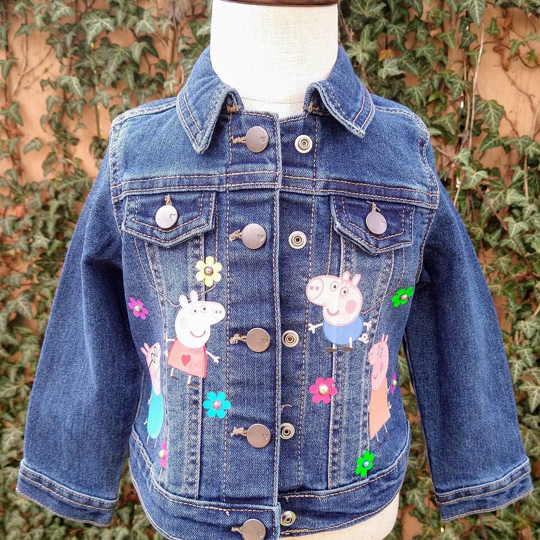 Peppa Pig Denim Jacket, Custom Jean Jacket - KolorfulKidzCustoms