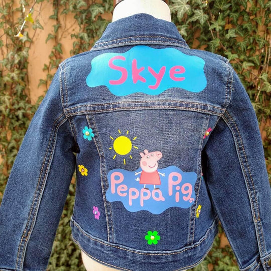 Peppa Pig Denim Jacket, Custom Jean Jacket - KolorfulKidzCustoms