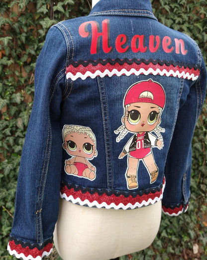 LOL Doll Denim Jacket, Mc Swag Custom Demin, Doll Inspired Jean Jacket - KolorfulKidzCustoms