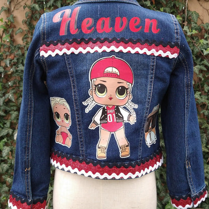 LOL Doll Denim Jacket, Mc Swag Custom Demin, Doll Inspired Jean Jacket - KolorfulKidzCustoms