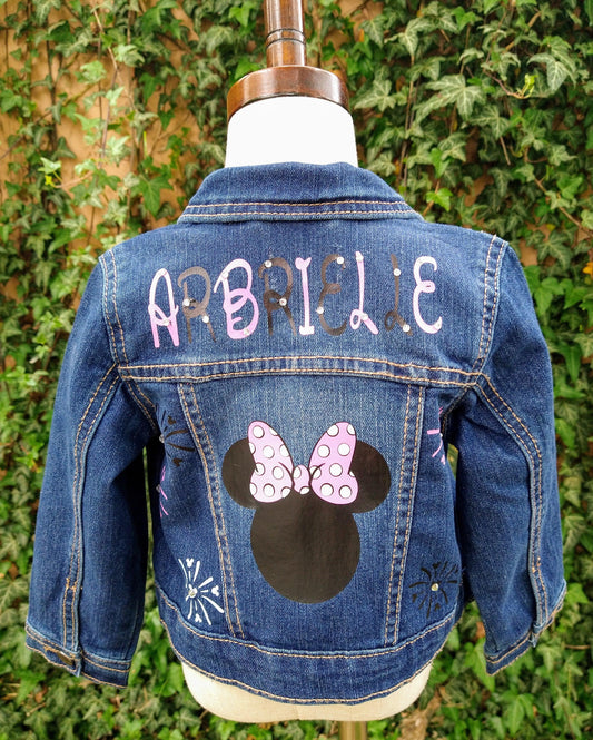 Minnie Mouse Denim Jacket, Custom Jean Jacket - KolorfulKidzCustoms