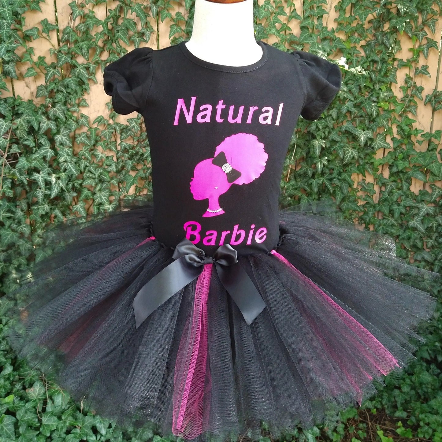 Natural Barbie Tutu Set, Pink and Black Tutu - KolorfulKidzCustoms