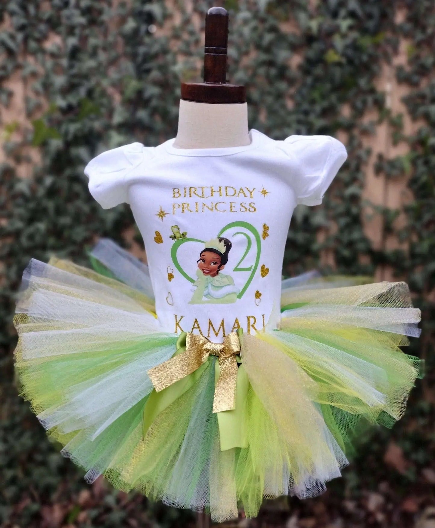 Frog Princess Tutu Set, Green , Yellow, Gold Tutu - KolorfulKidzCustoms