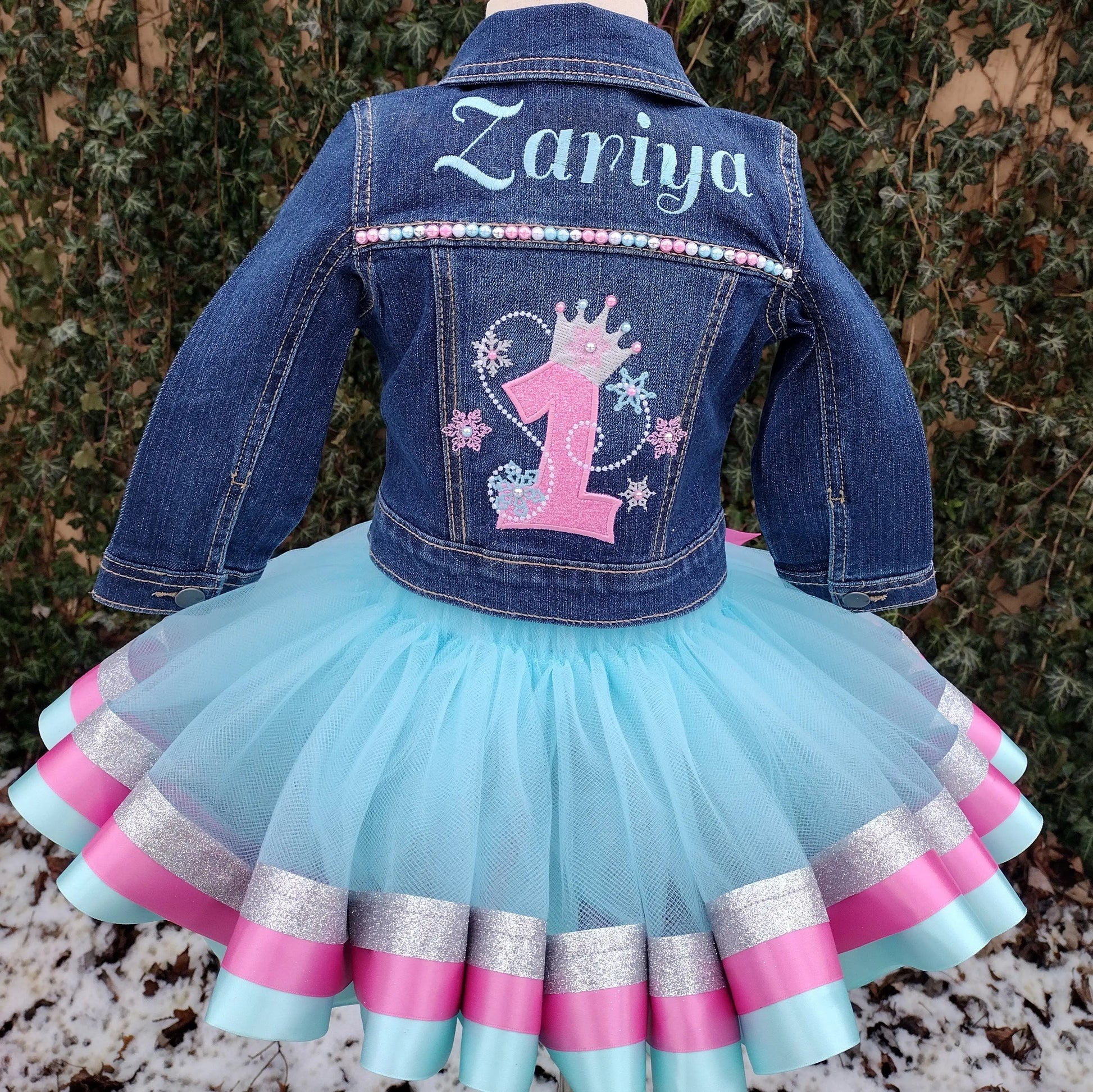 Winter Princess Denim Jacket, Custom Jean Jacket KolorfulKidzCustoms