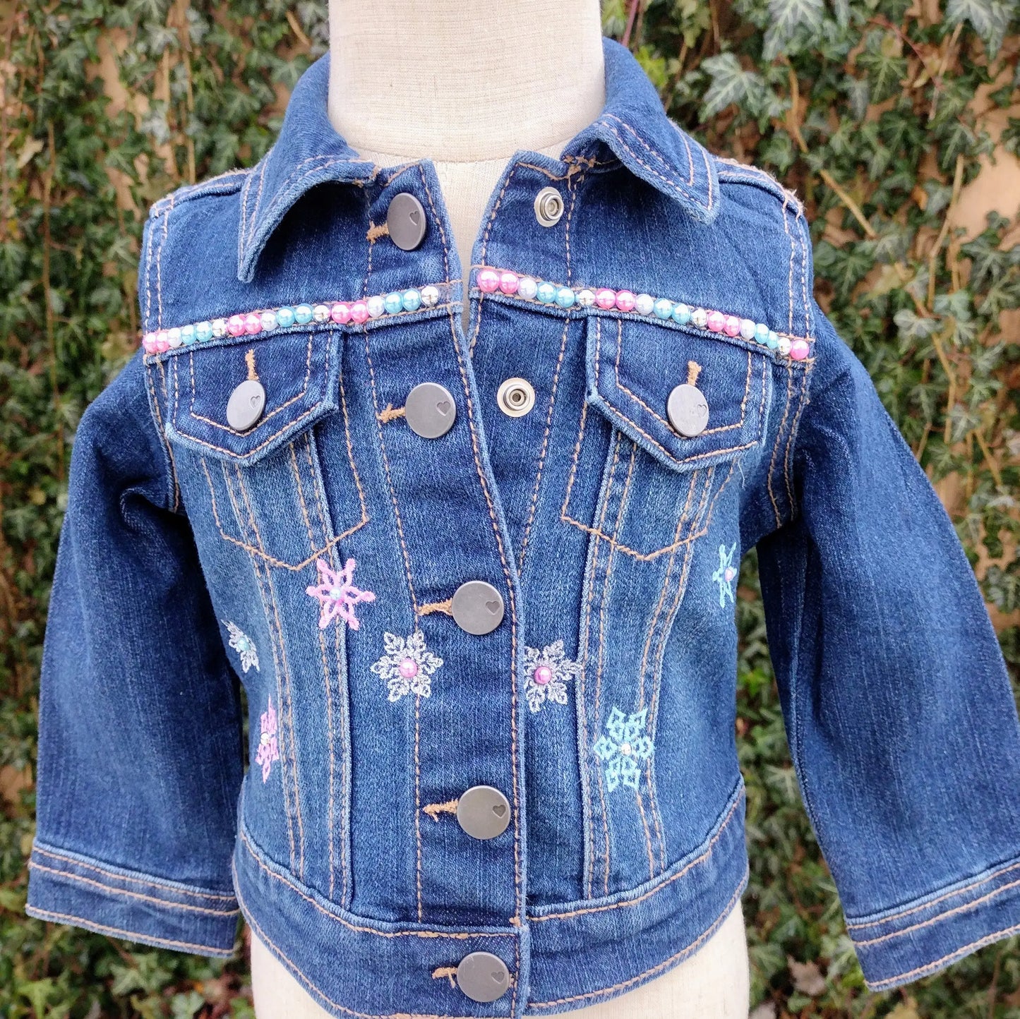 Winter Princess Denim Jacket, Custom Jean Jacket KolorfulKidzCustoms