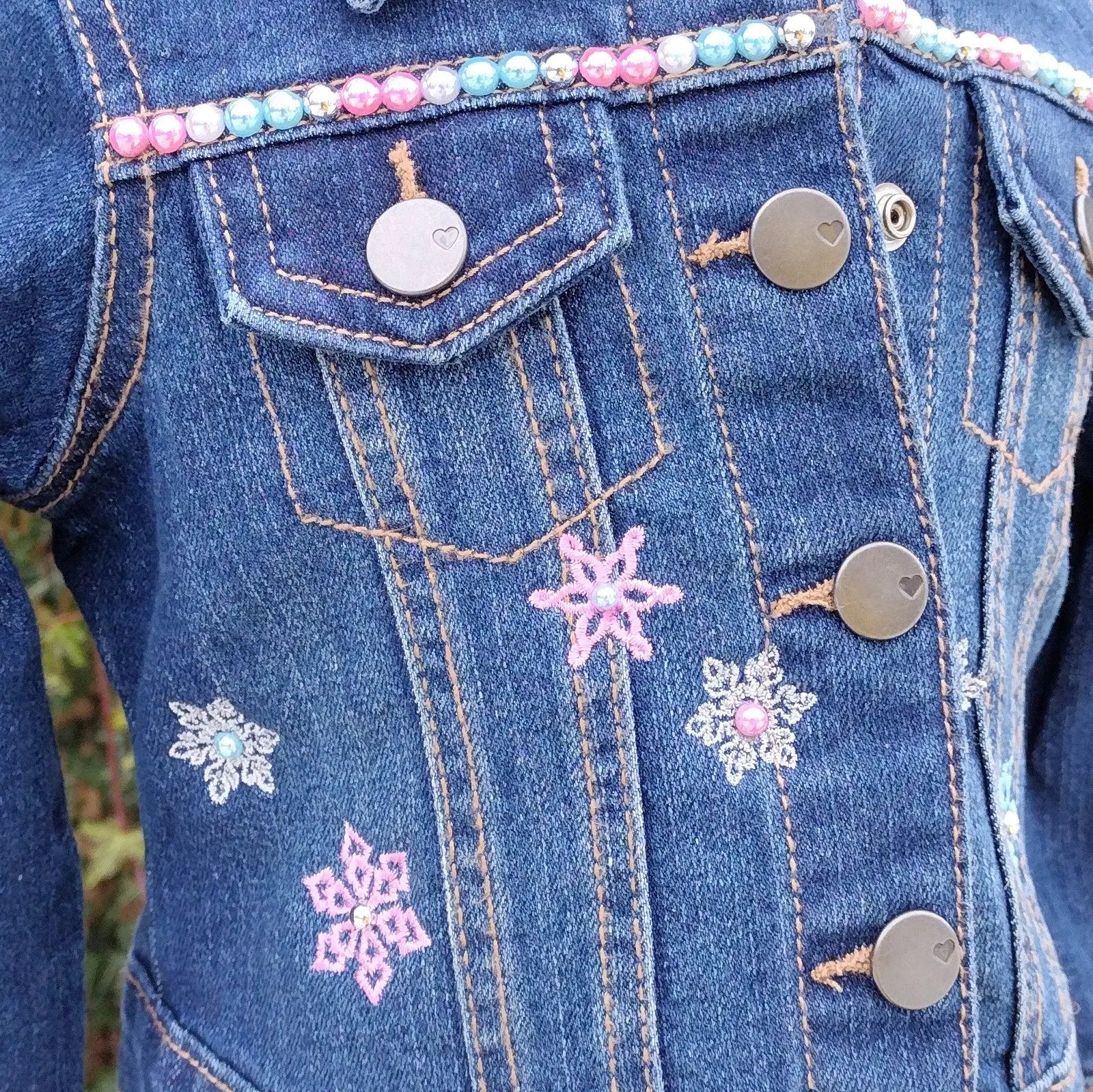 Winter Princess Denim Jacket, Custom Jean Jacket KolorfulKidzCustoms