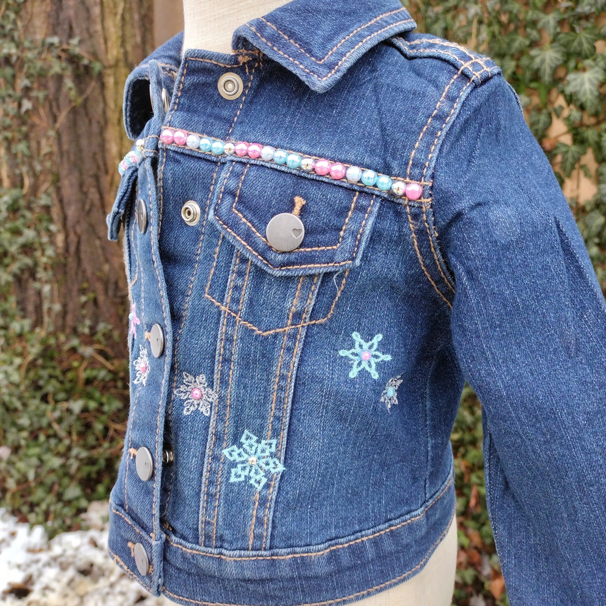 Winter Princess Denim Jacket, Custom Jean Jacket KolorfulKidzCustoms