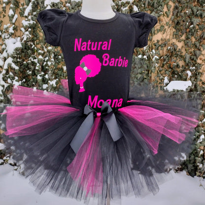 Natural Barbie Tutu Set, Pink and Black Tutu - KolorfulKidzCustoms