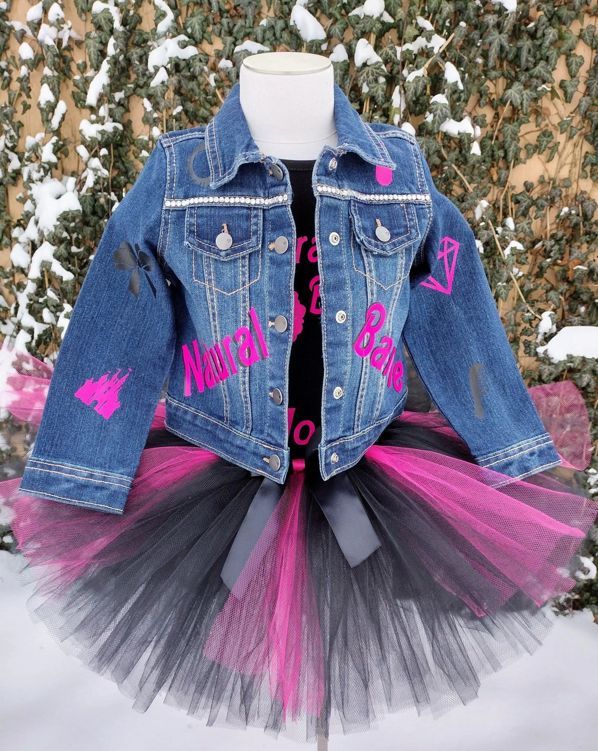 Natural Barbie Tutu Set, Pink and Black Tutu - KolorfulKidzCustoms