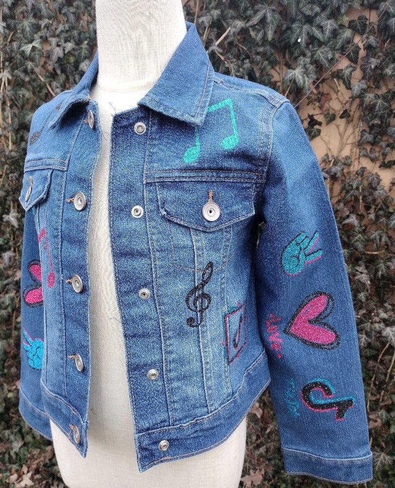 TikTok Denim Jacket, Multicolored Jean Jacket - KolorfulKidzCustoms