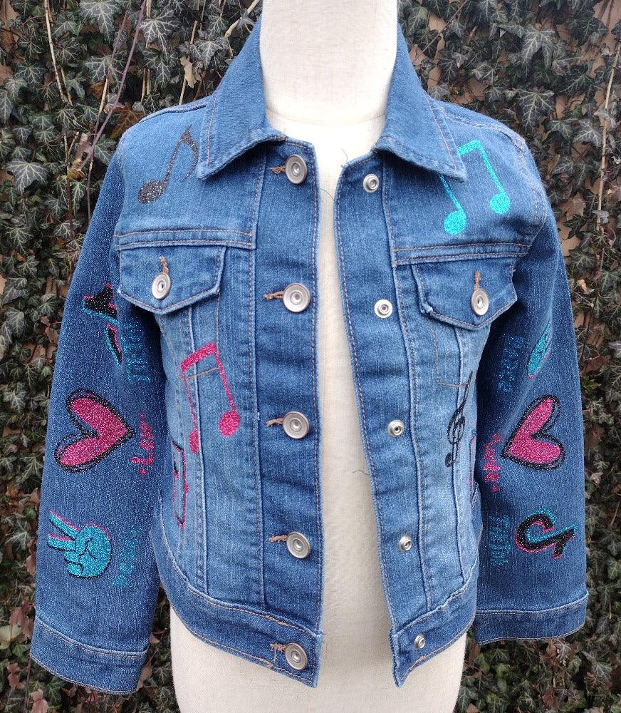 TikTok Denim Jacket, Multicolored Jean Jacket - KolorfulKidzCustoms