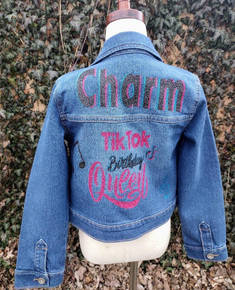 TikTok Denim Jacket, Multicolored Jean Jacket - KolorfulKidzCustoms