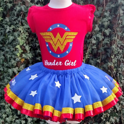 Wonder Girl Tutu Set, Wonder Woman Inspired Tutu Set/Costume - KolorfulKidzCustoms