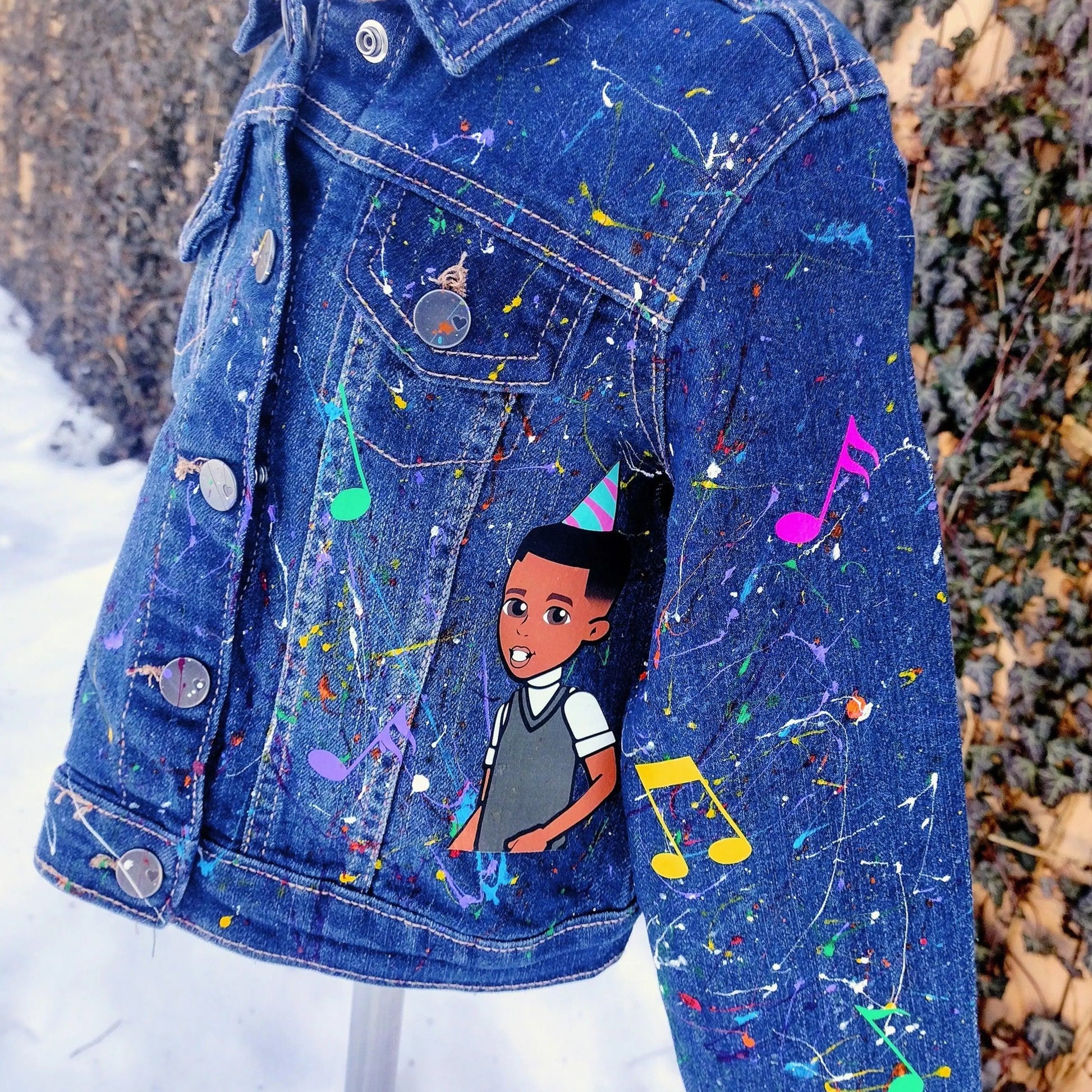 Gracie's Corner Denim Jacket, Multicolored Jean Jacket - KolorfulKidzCustoms