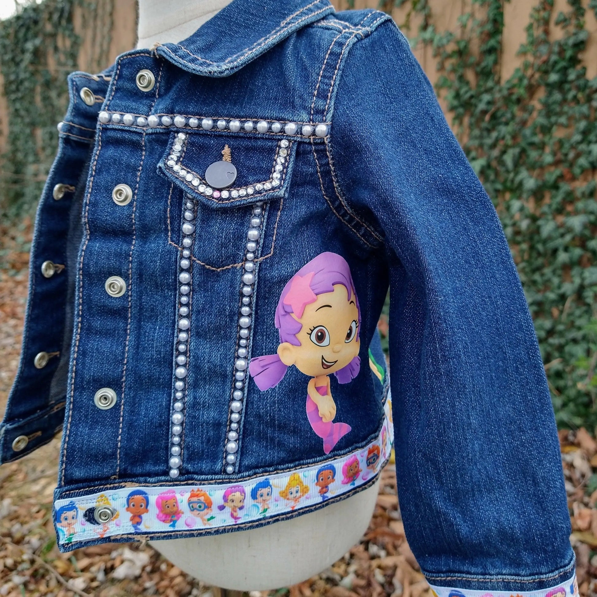 Bubble Guppies Denim Jacket, Custom Jean Jacket - KolorfulKidzCustoms