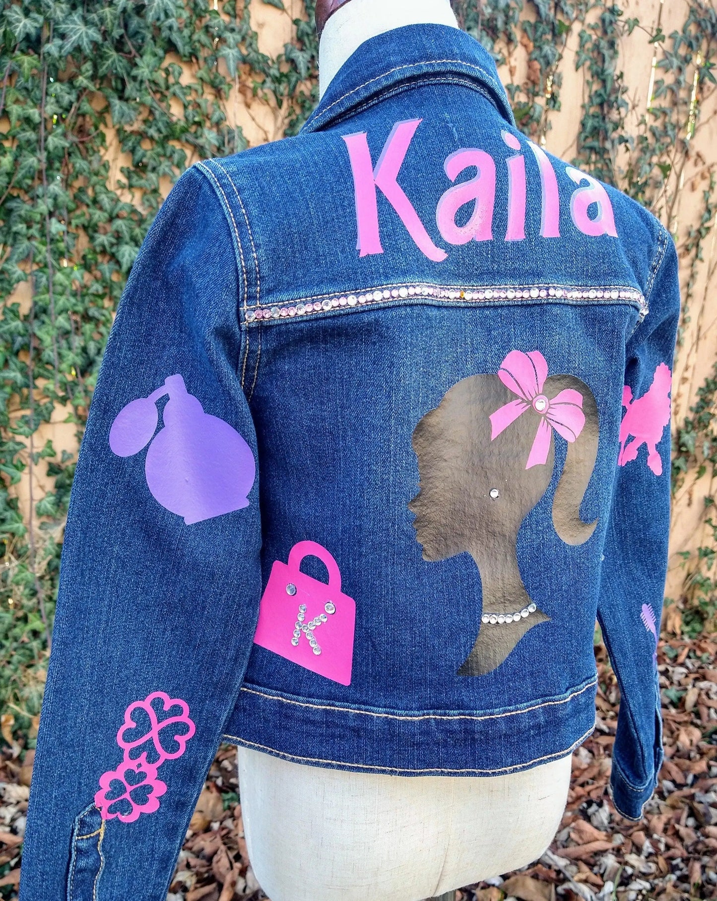 Barbie Themed Denim Jacket, Custom Demin, Doll Inspired Jean Jacket - KolorfulKidzCustoms