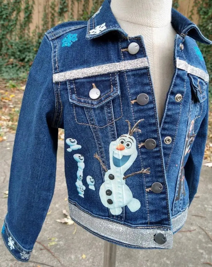 Ice Princess Denim Jacket, Custom Jean Jacket - KolorfulKidzCustoms