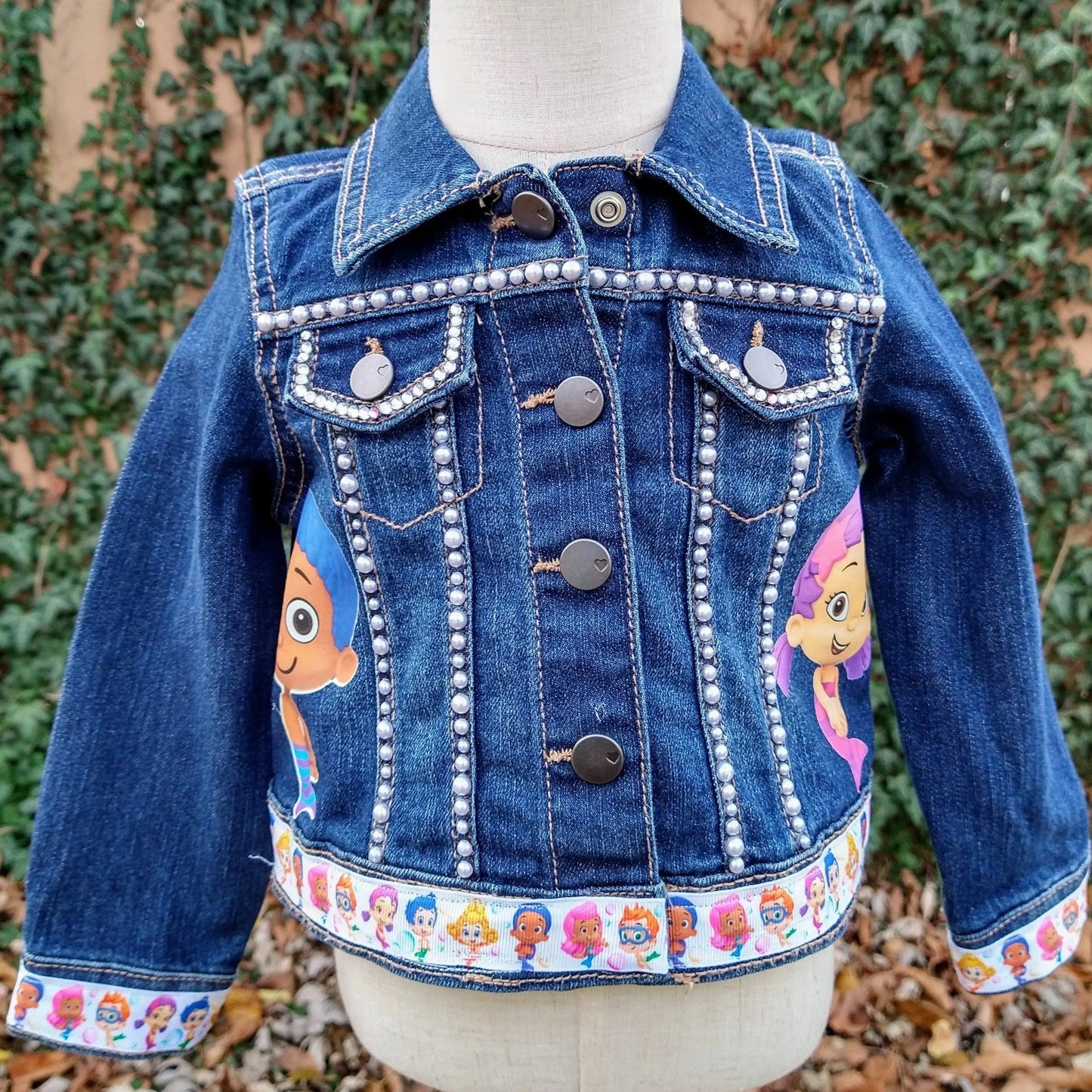 Bubble Guppies Denim Jacket, Custom Jean Jacket - KolorfulKidzCustoms