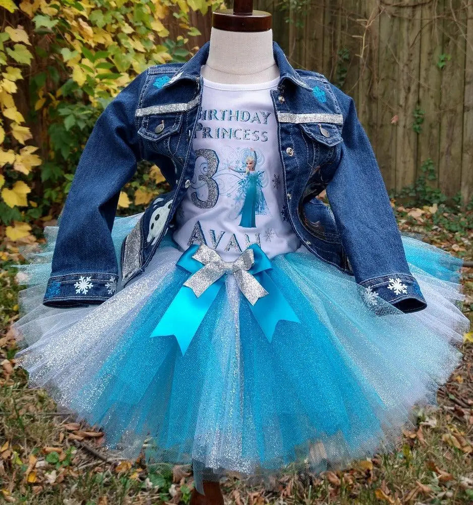 Ice Princess Denim Jacket, Custom Jean Jacket - KolorfulKidzCustoms