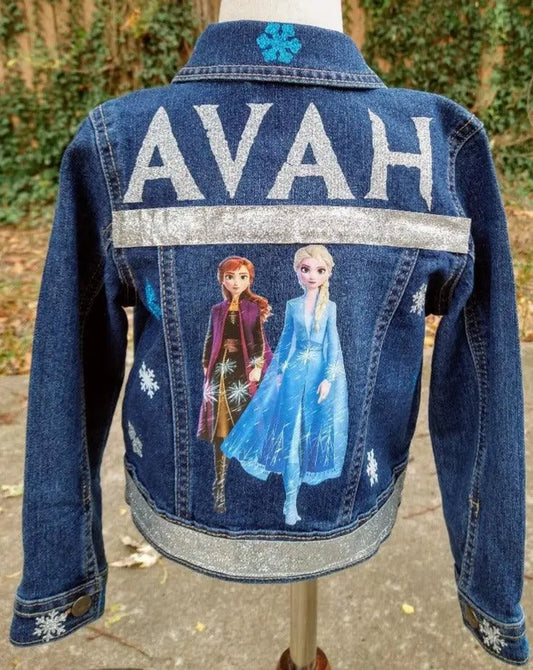 Ice Princess Denim Jacket, Custom Jean Jacket - KolorfulKidzCustoms