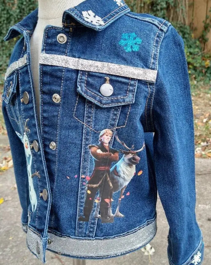 Ice Princess Denim Jacket, Custom Jean Jacket - KolorfulKidzCustoms