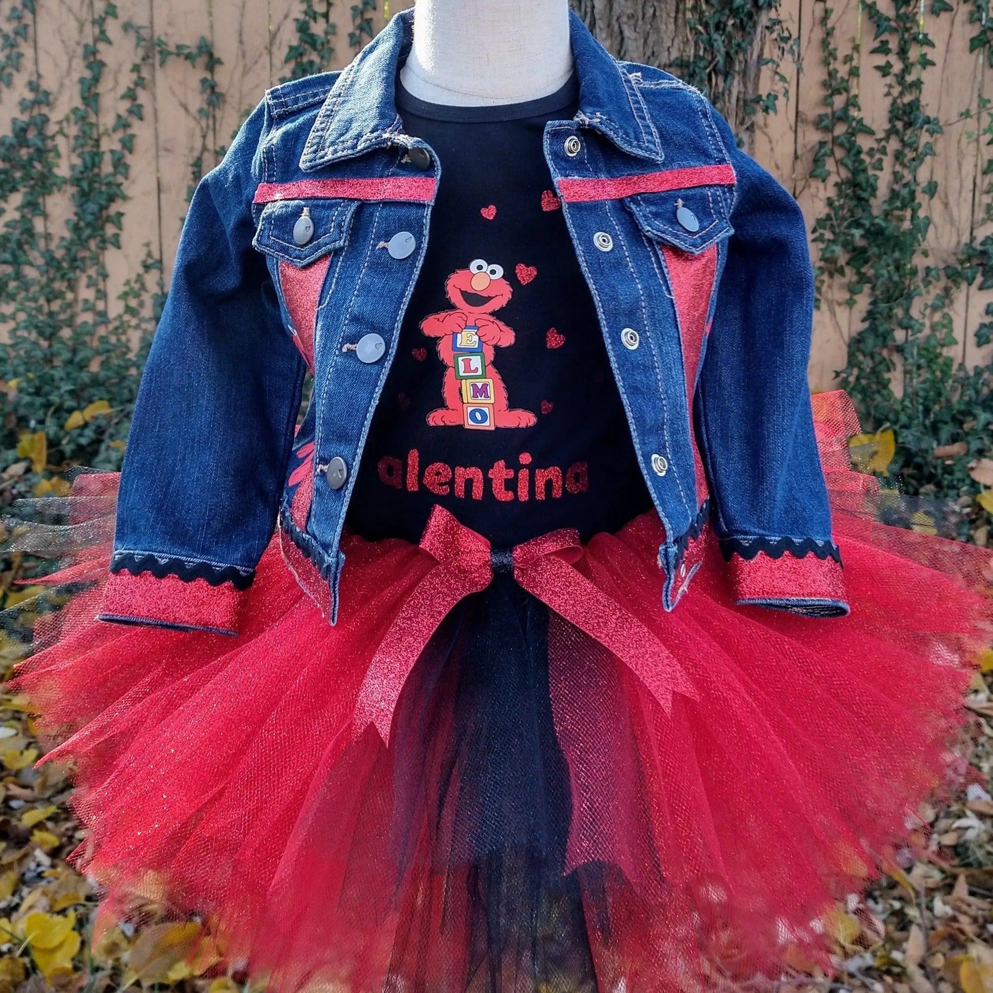 Elmo Tutu Set, Red and Black Tutu - KolorfulKidzCustoms