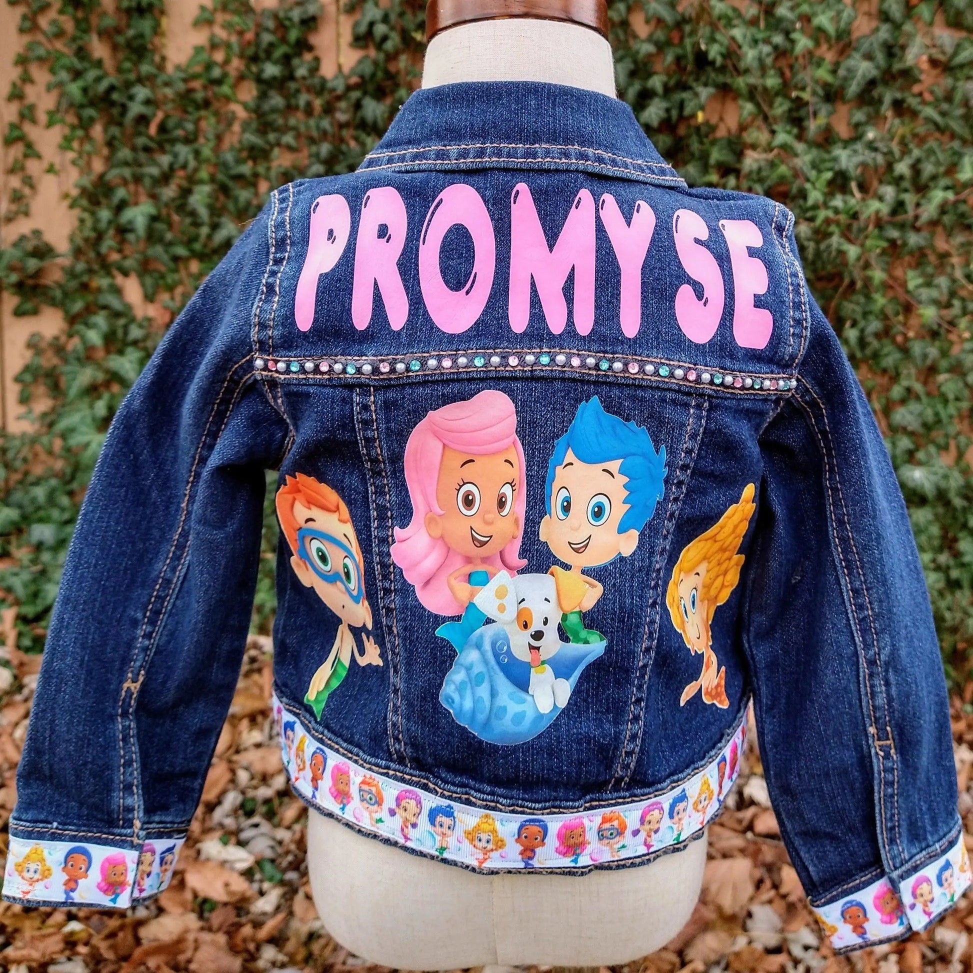 Bubble Guppies Denim Jacket, Custom Jean Jacket - KolorfulKidzCustoms