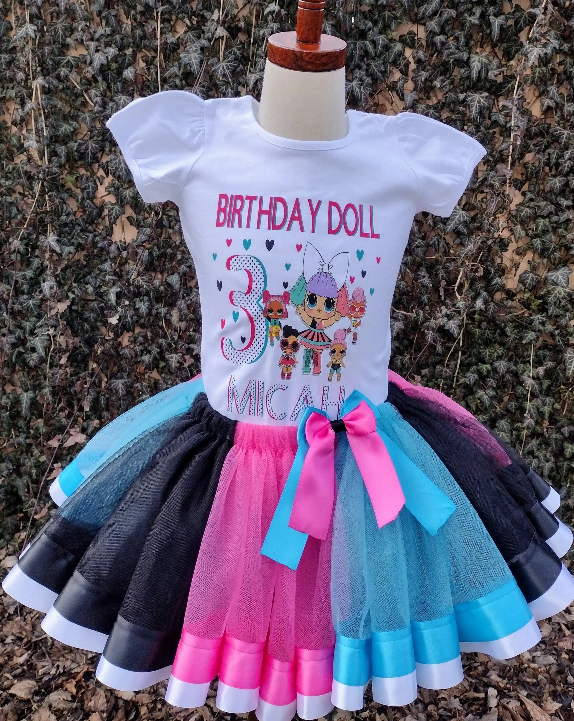 LOL Doll Tutu Set, Doll Inspired Tutu Set, Pink, Blue and Black Tutu - KolorfulKidzCustoms