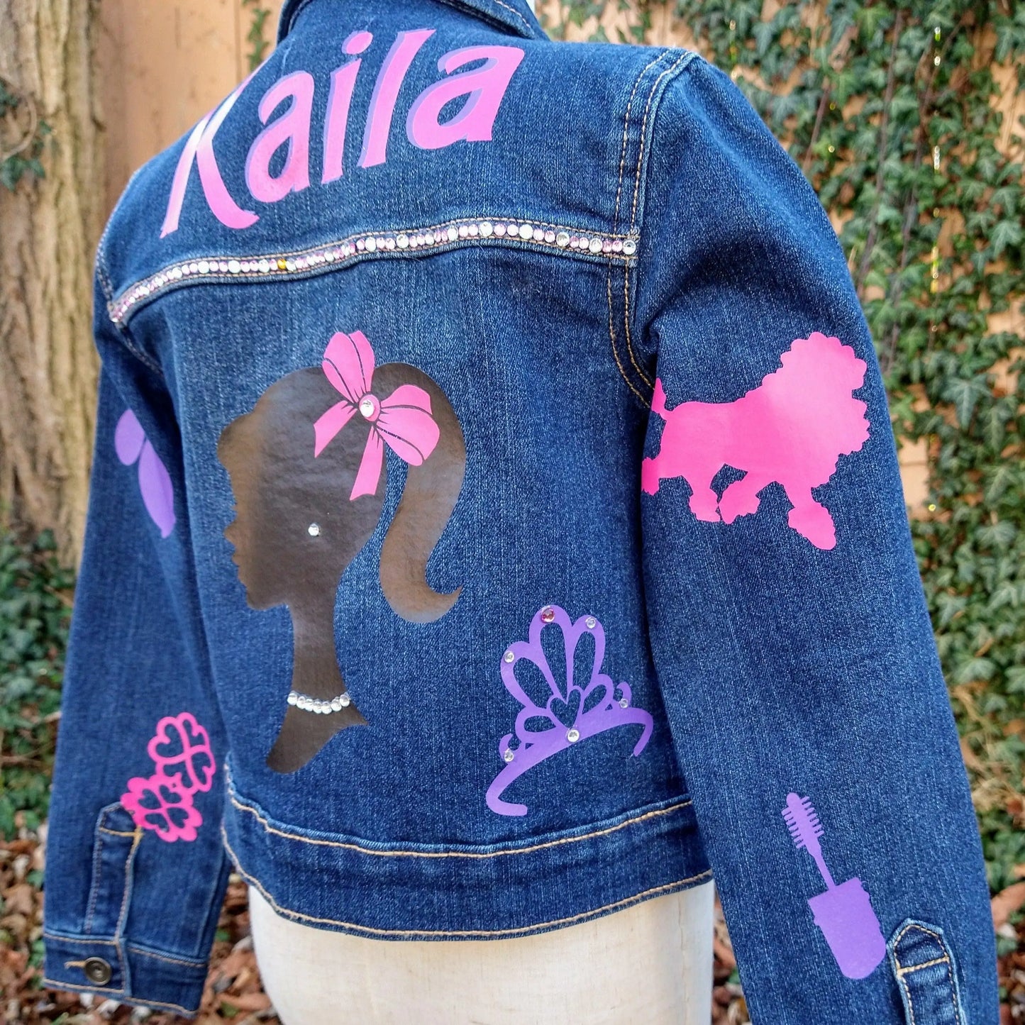 Barbie Themed Denim Jacket, Custom Demin, Doll Inspired Jean Jacket - KolorfulKidzCustoms