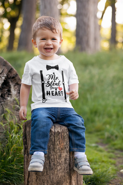 "Mr Steal Your Heart" Bow-tie Valentine's Day Tee KolorfulKidzCustoms