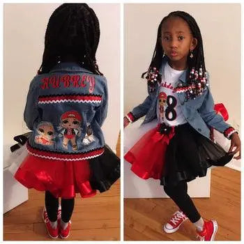 LOL Doll Tutu Set, Doll Inspired Tutu Set, Red, Black & White - KolorfulKidzCustoms